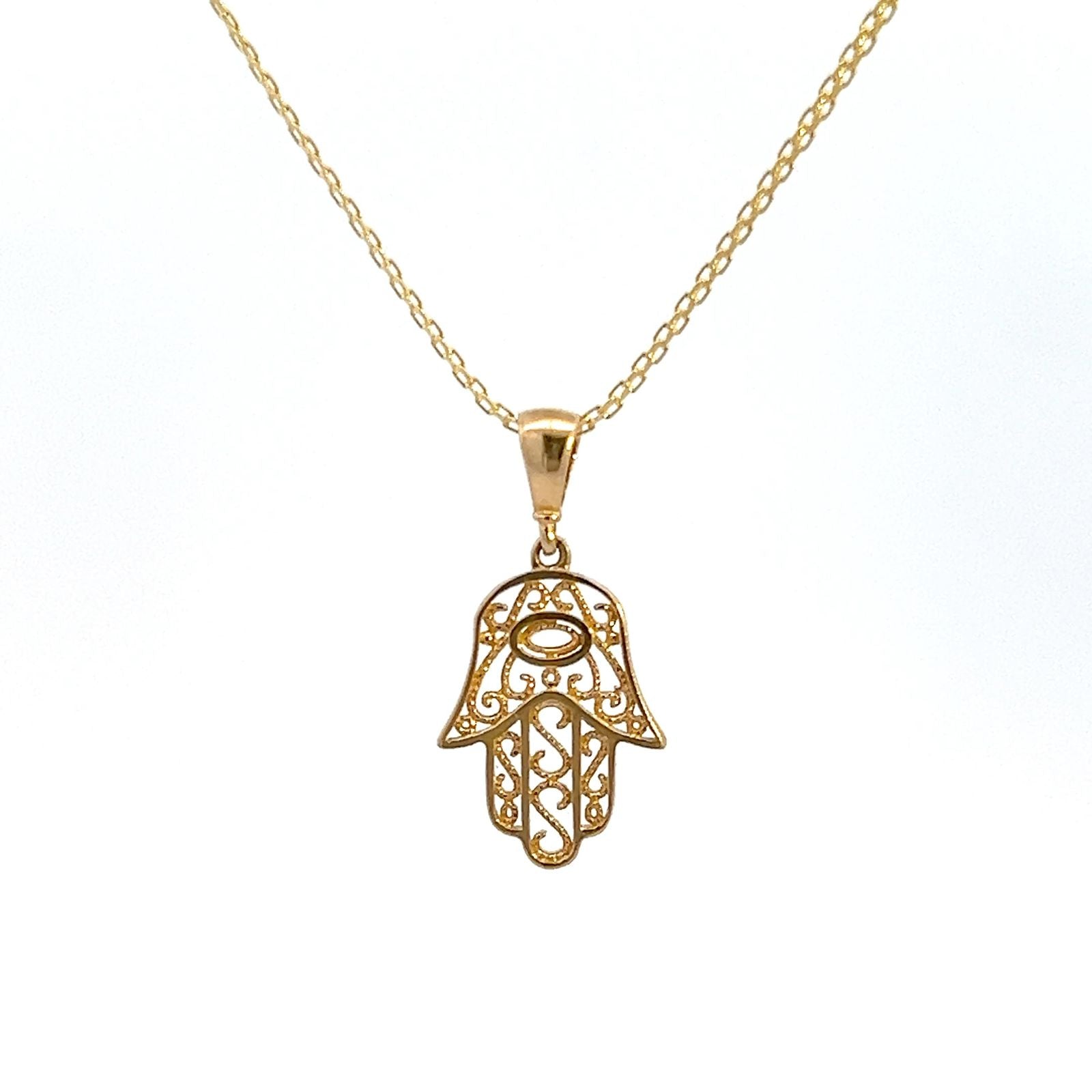 Dije mano de fatima en oro 14k