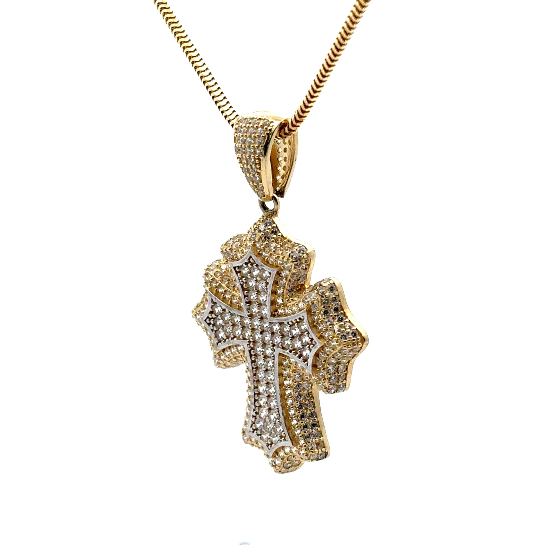 Dije de cruz oro 10k Zirconia Suiza