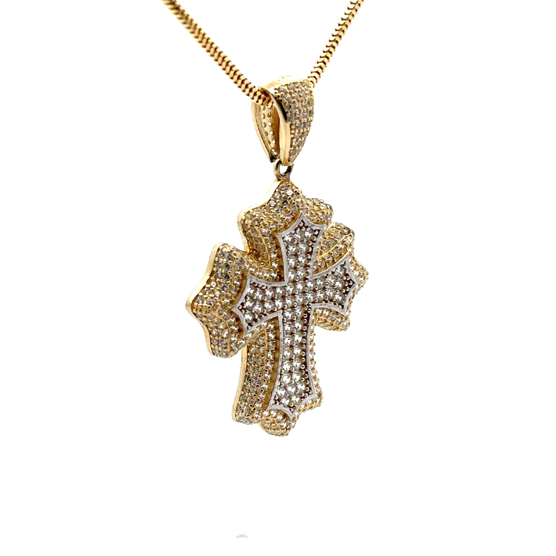 Dije de cruz oro 10k Zirconia Suiza