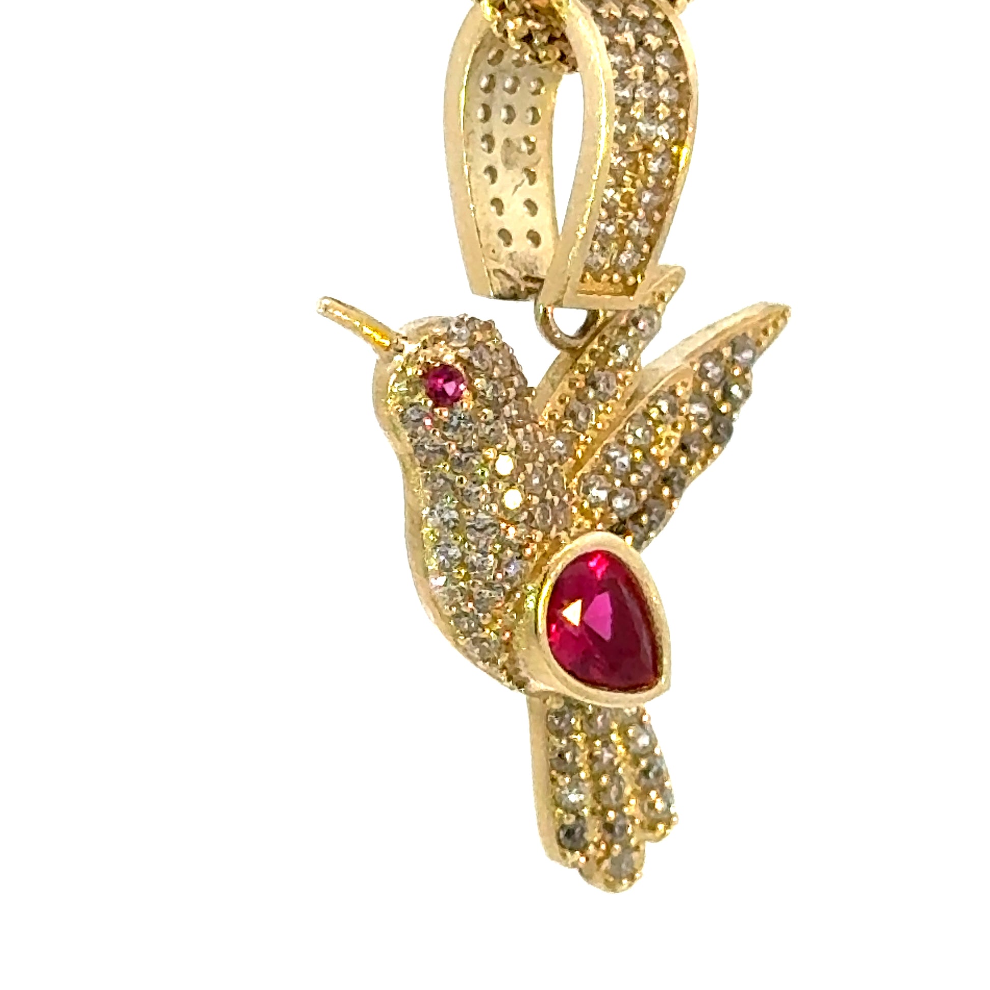 Dije de colibri en oro 14k con Zirconia Suiza