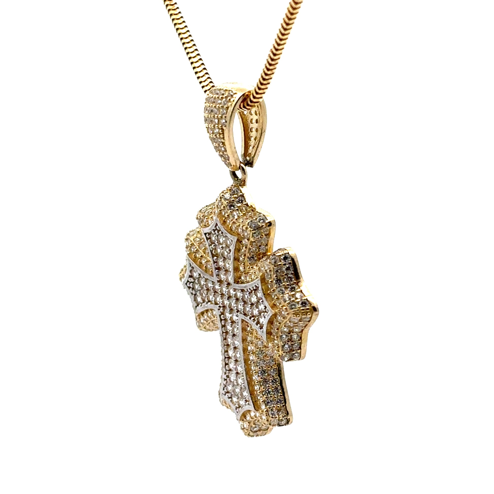 Dije de cruz oro 10k Zirconia Suiza