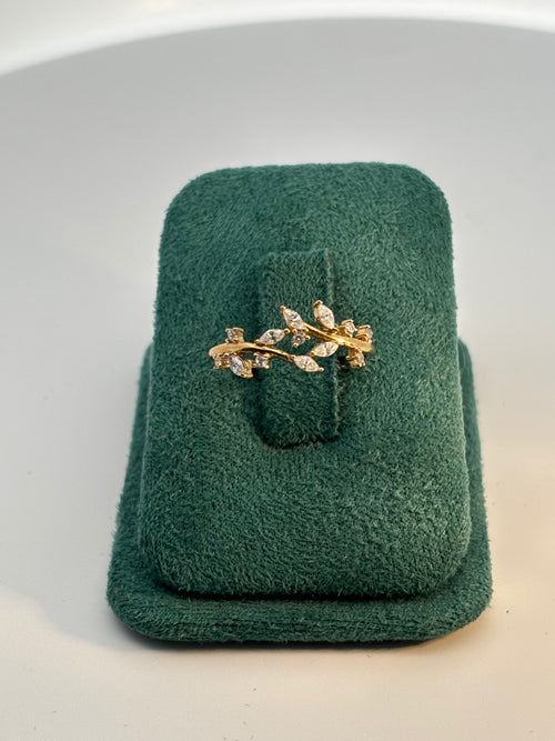 Anillo "enredadera" oro 10k Zirconia Suiza