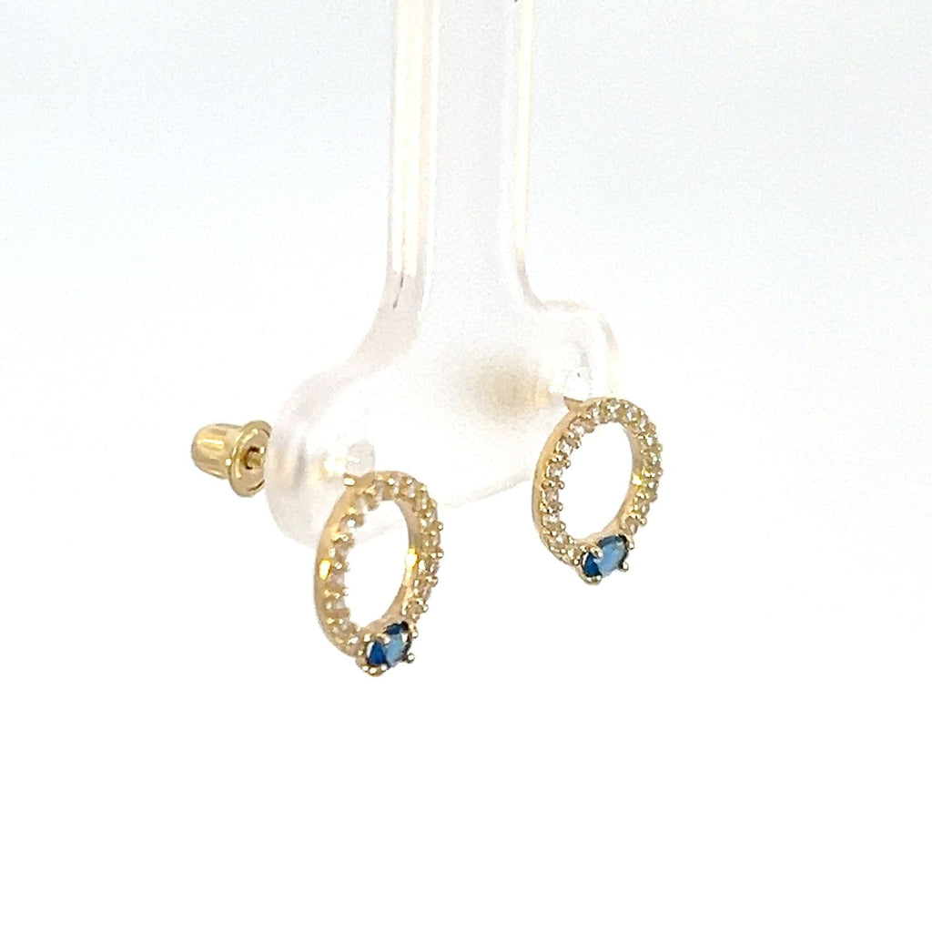 Broquel Coreano oro 10k con Zirconia Suiza