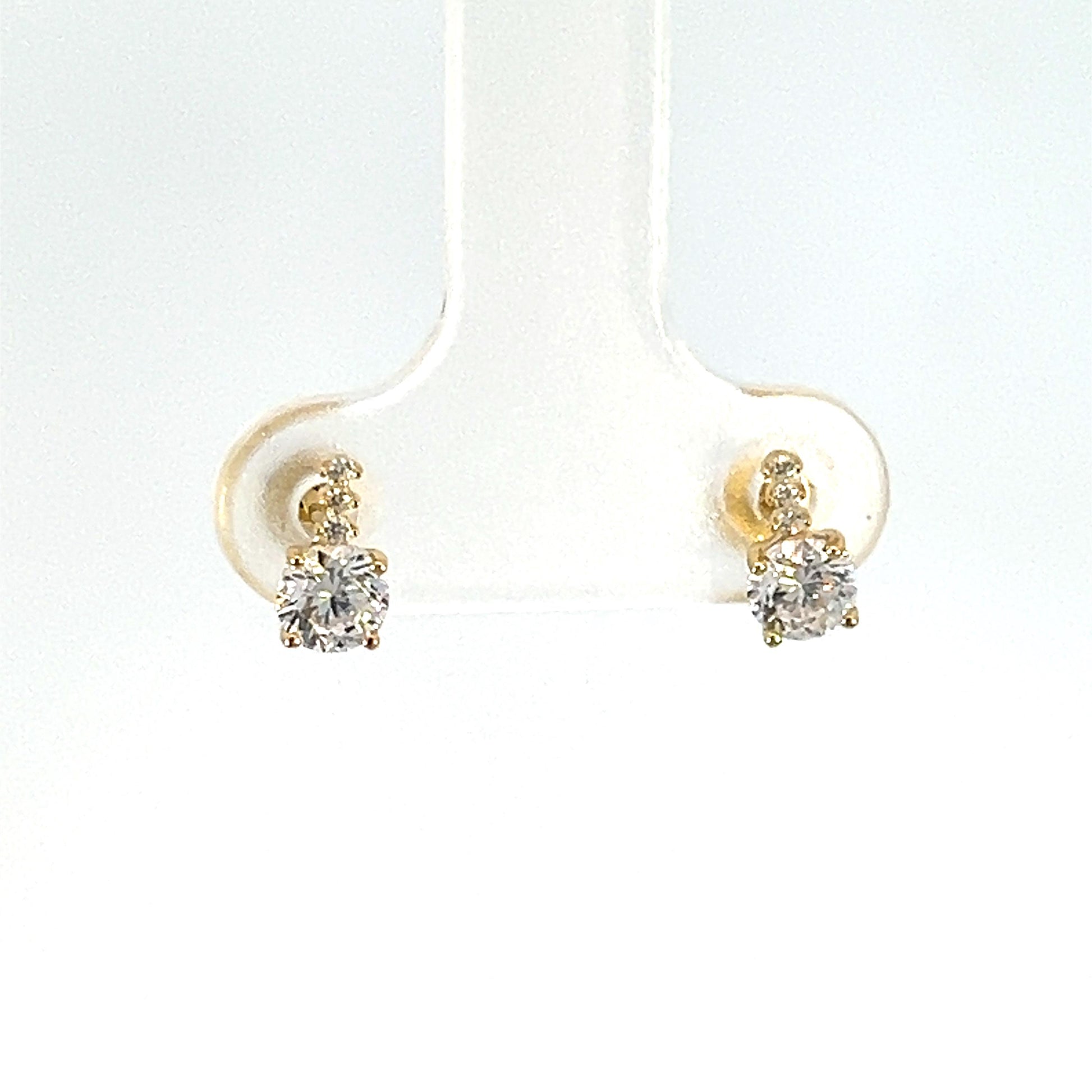 Broquel Coreano oro 10k con Zirconia Suiza