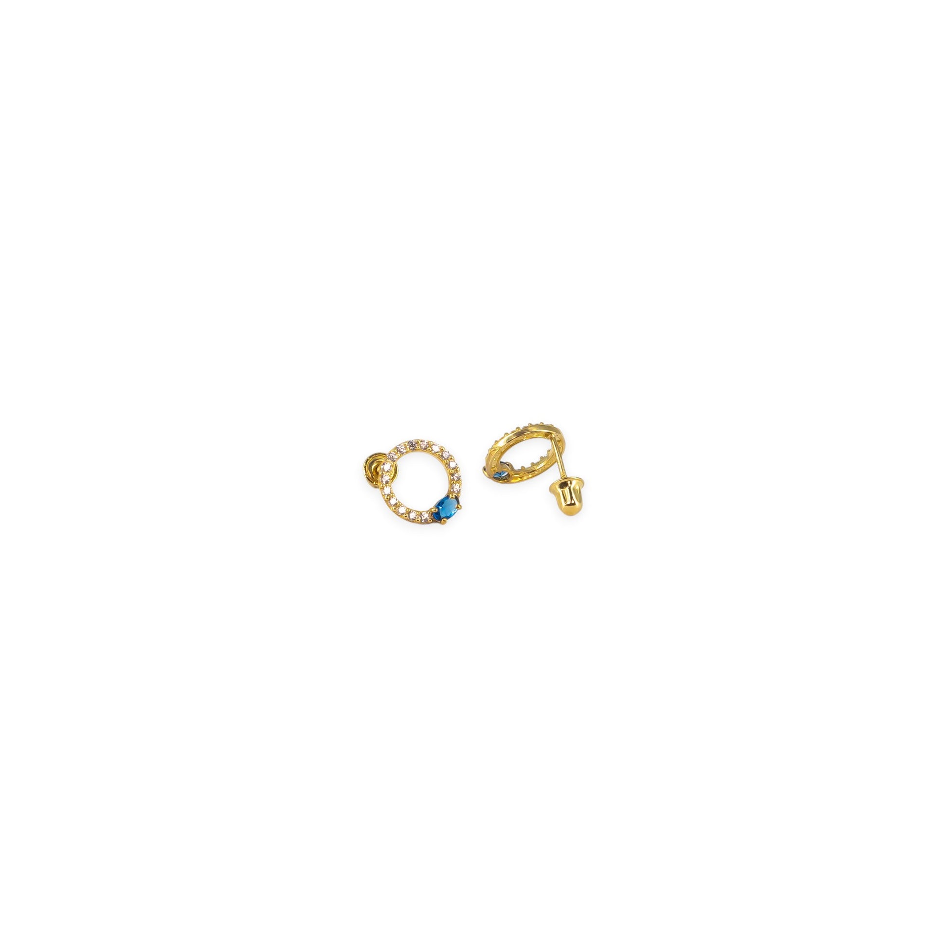 Broquel Coreano oro 10k con Zirconia Suiza