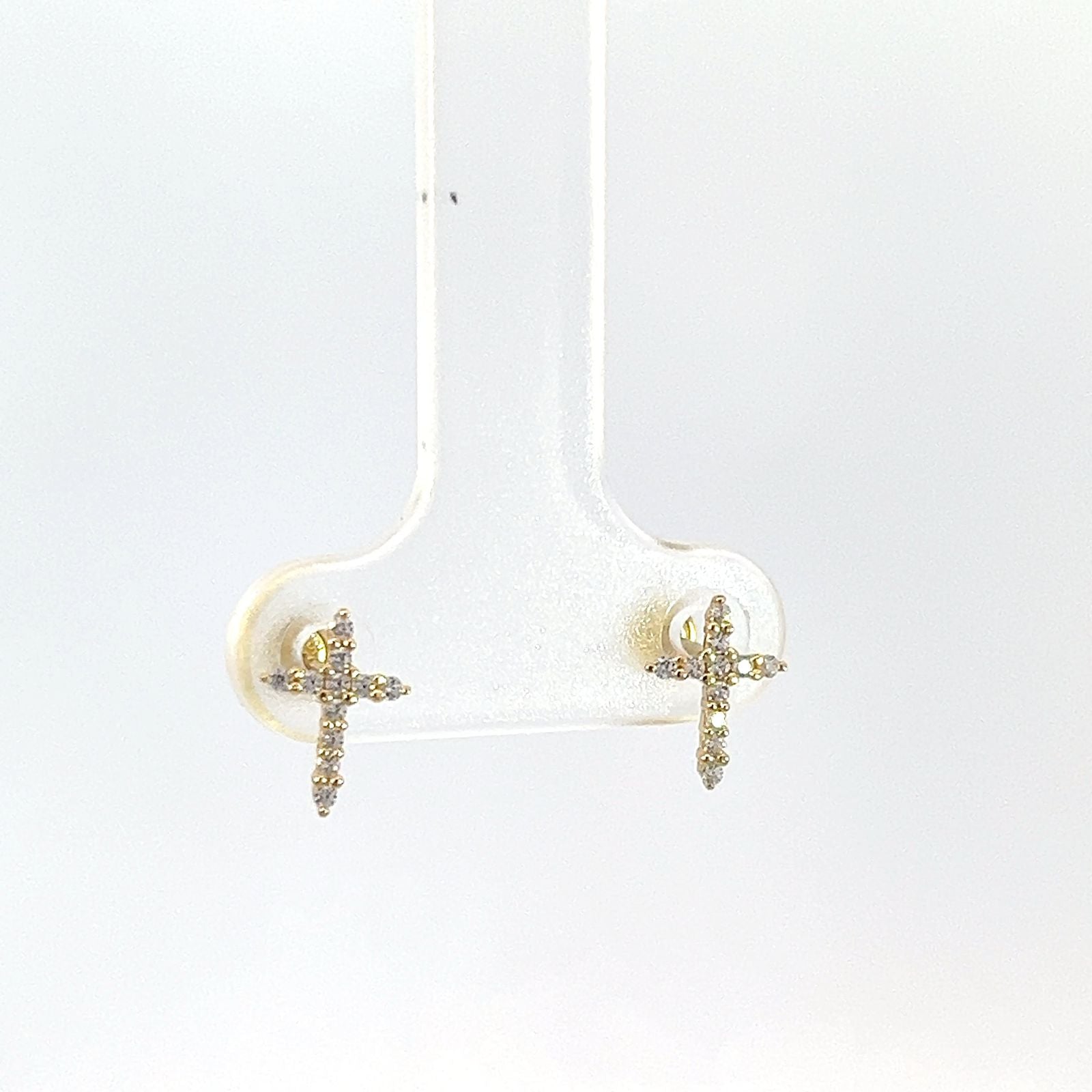 Broquel Coreano "Cruz" oro 10k Zirconia Suiza
