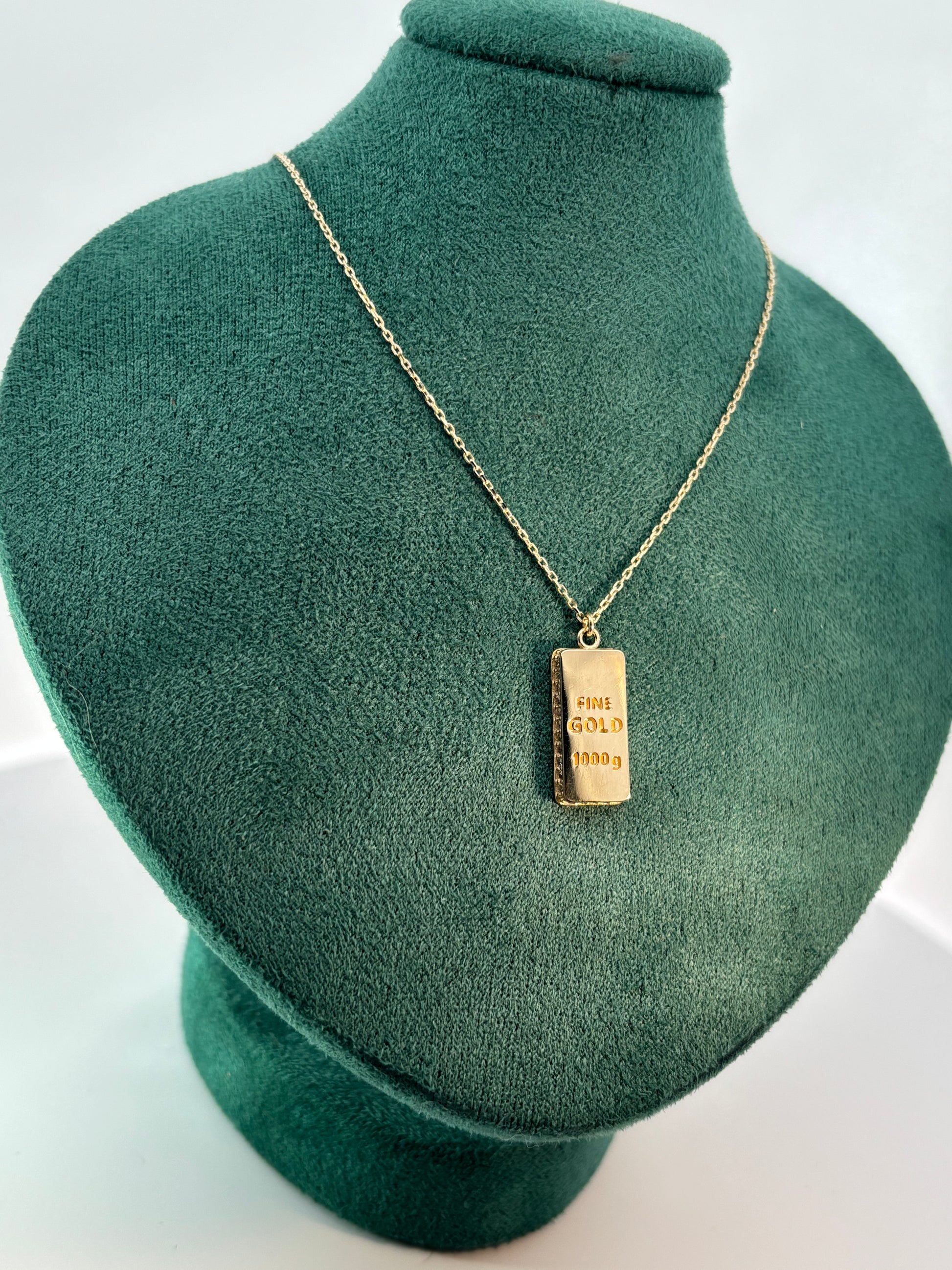 Collar con dije "Lingote" de oro 10k
