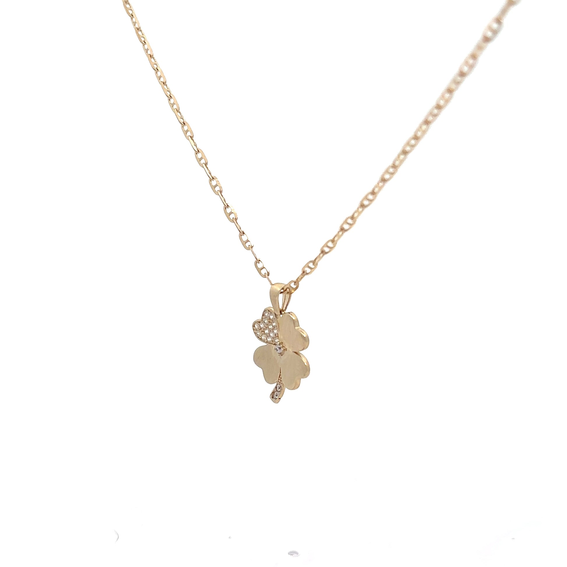Collar con dije "trébol" en oro 10k