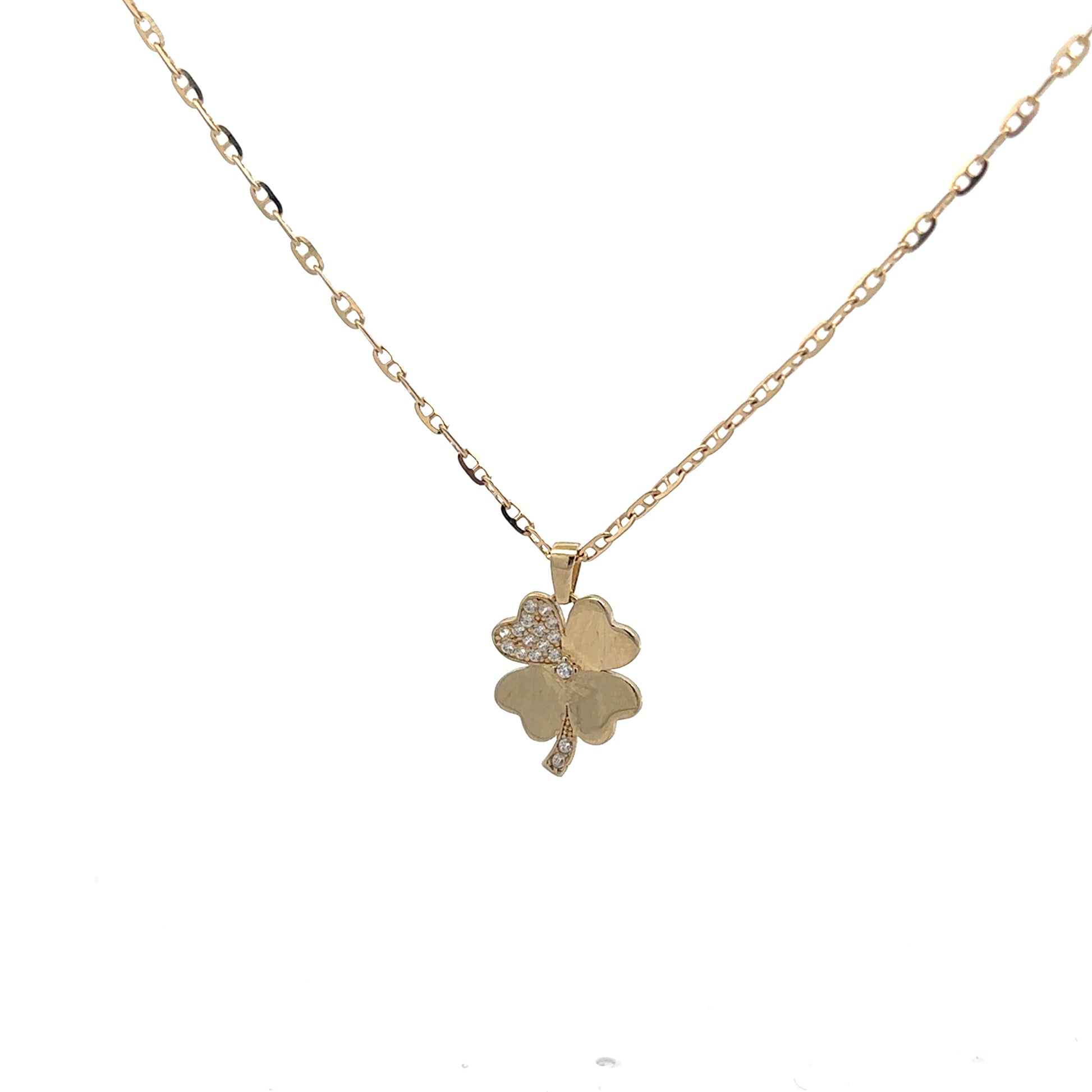 Collar con dije "trébol" en oro 10k