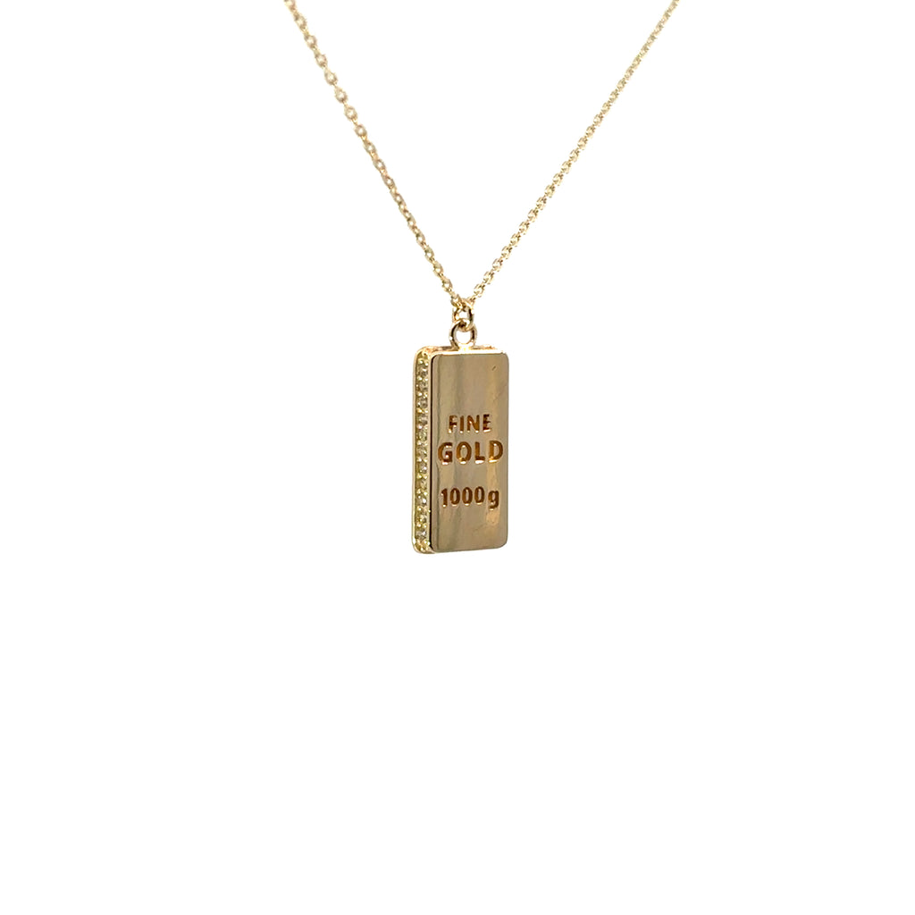 Collar con dije "Lingote" de oro 10k