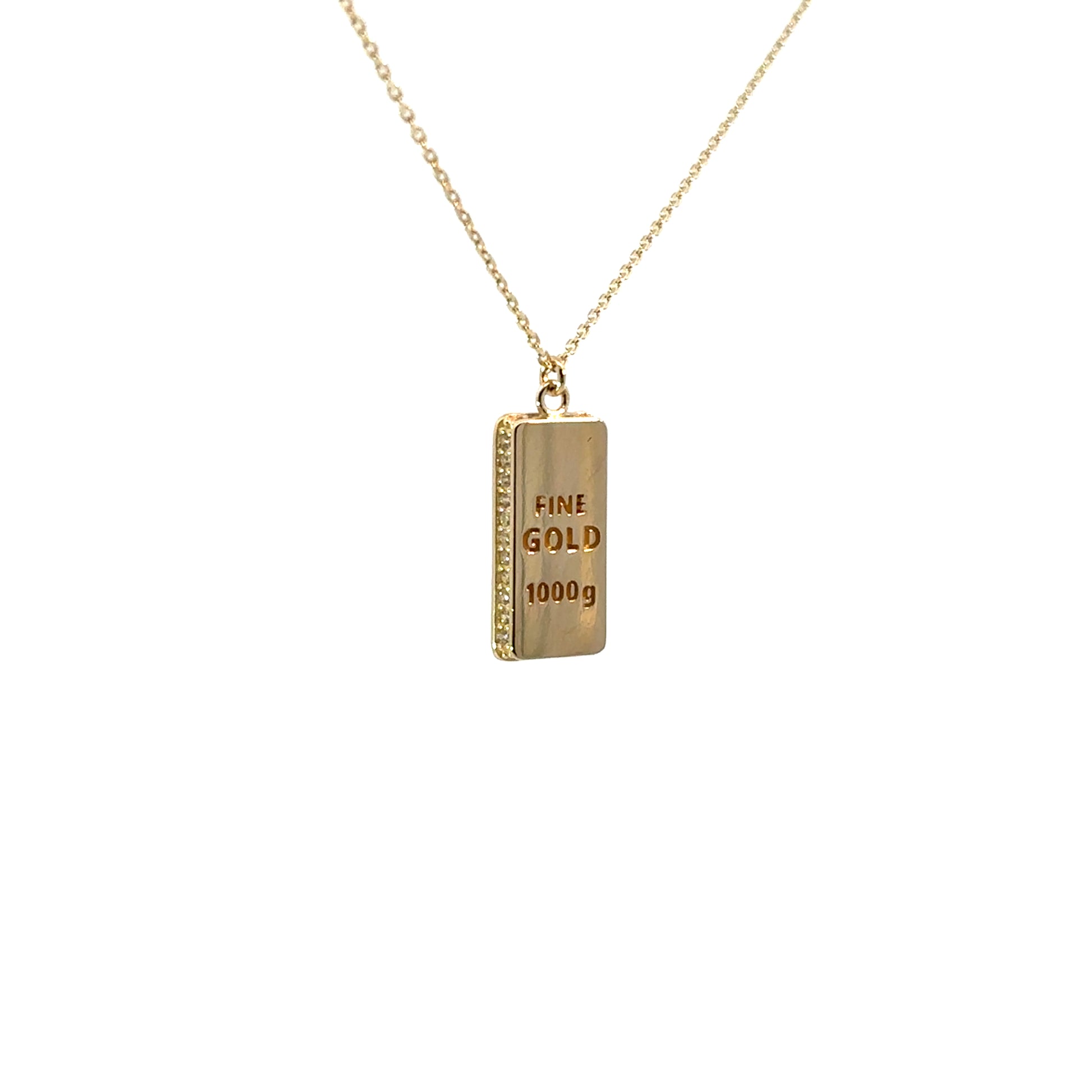Collar con dije "Lingote" de oro 10k