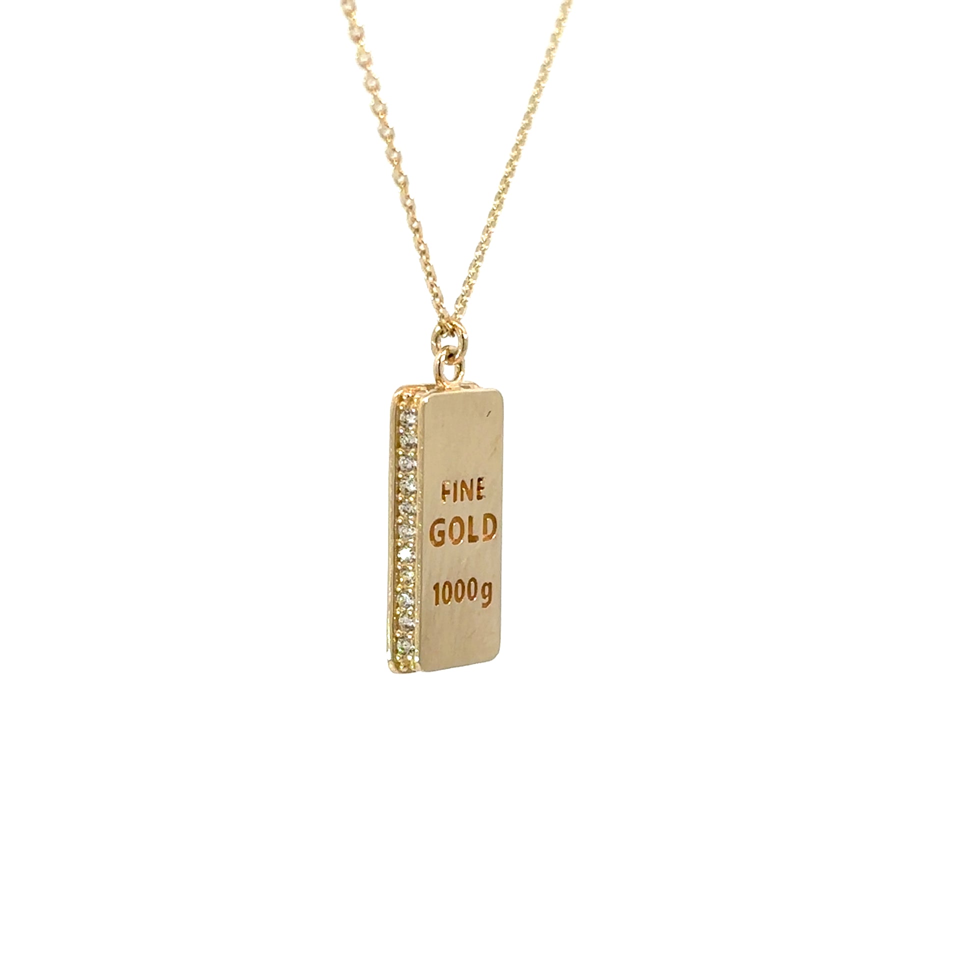Collar con dije "Lingote" de oro 10k