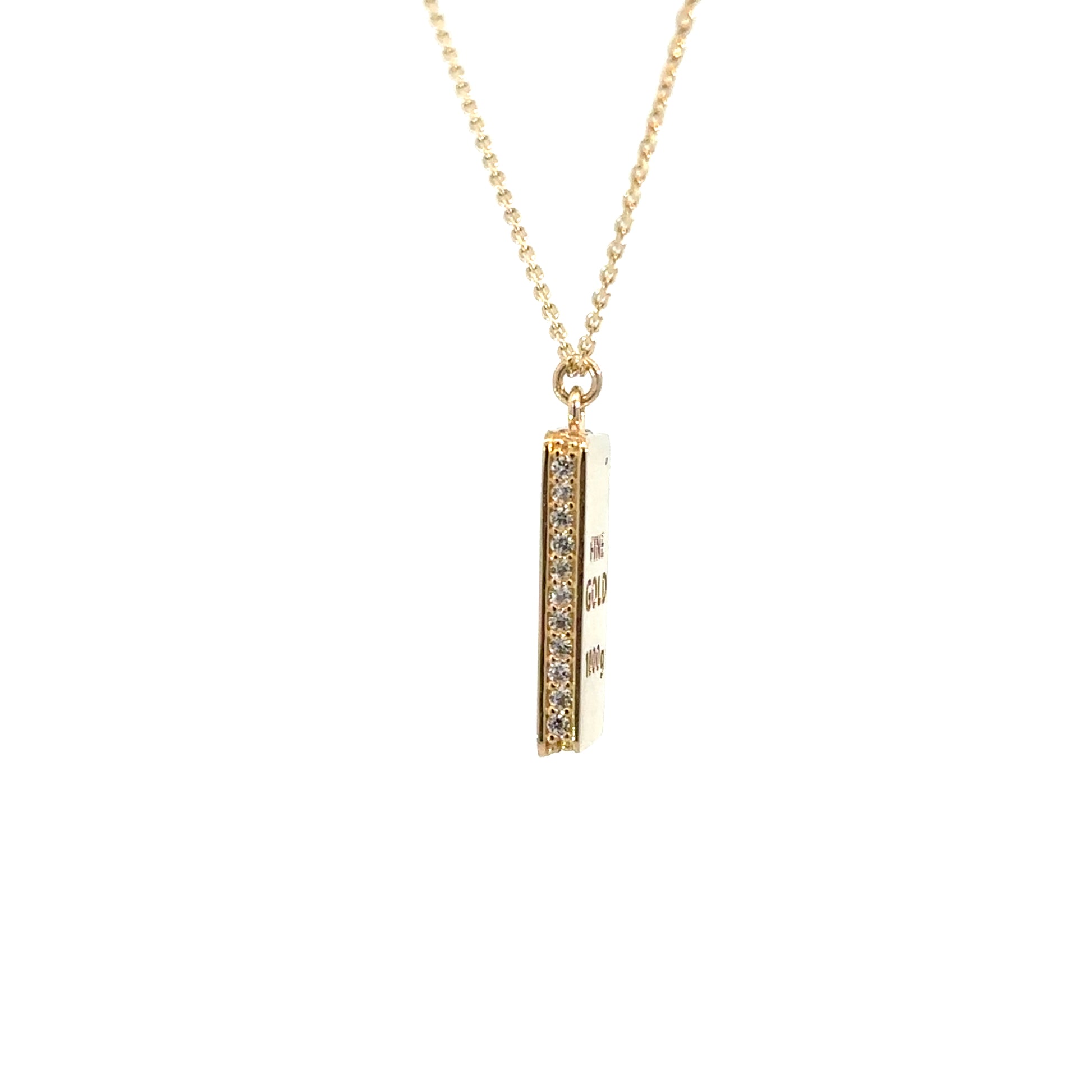 Collar con dije "Lingote" de oro 10k