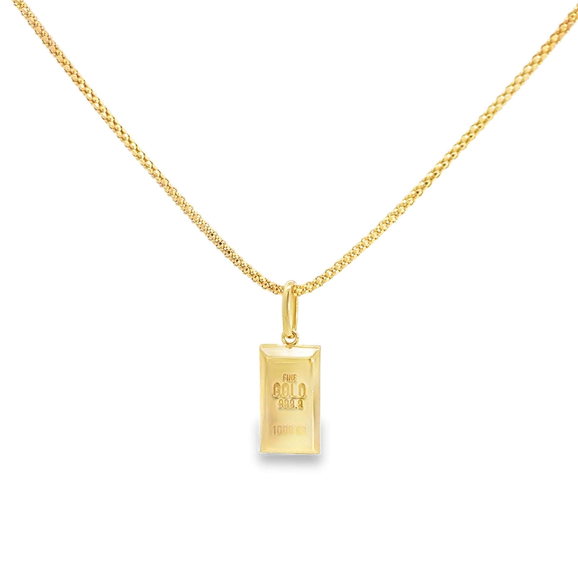 Collar con dije "Lingote" de oro 14k
