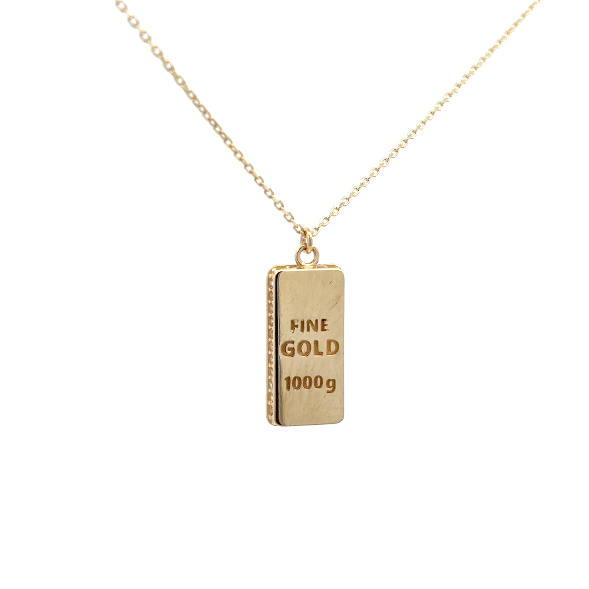 Collar con dije "Lingote" de oro 10k