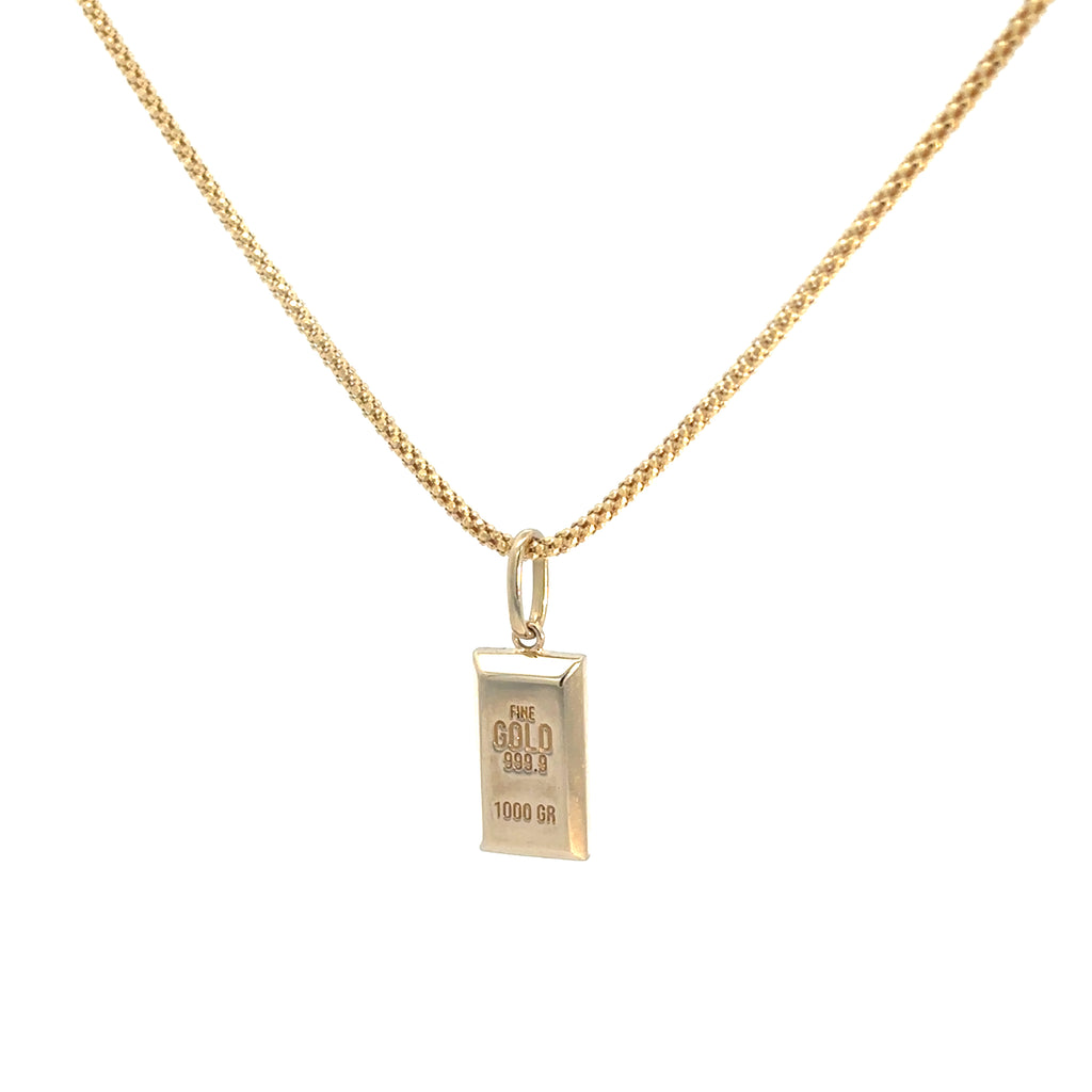 Collar con dije "Lingote" de oro 14k