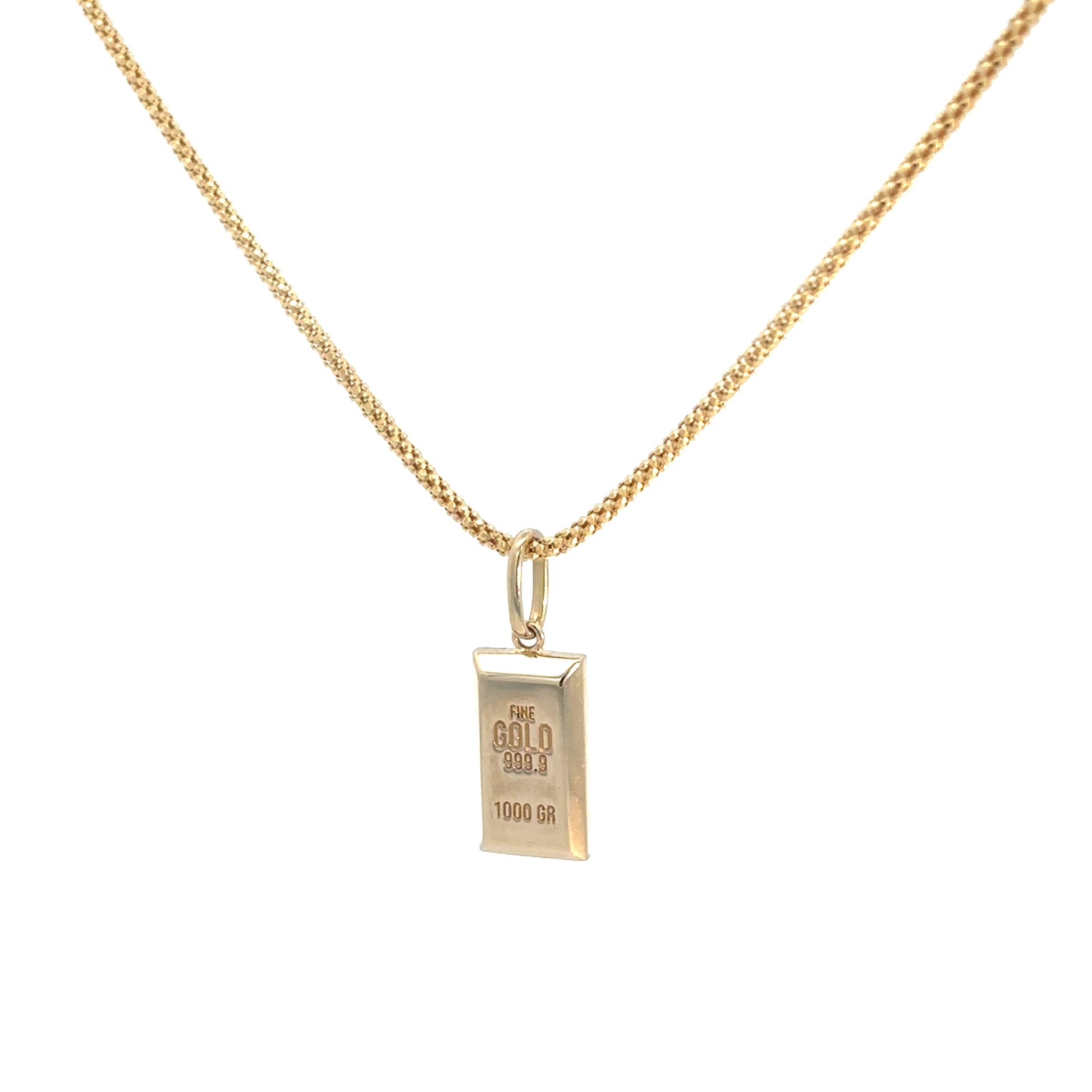 Collar con dije "Lingote" de oro 14k